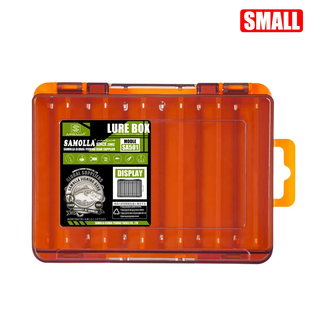 Caja de aparejos de pesca con 14 compartimentos, accesorios de pesca, estuche de almacenamiento para anzuelos de señuelo, cajas de almacenamiento de herramientas de pesca de doble cara
