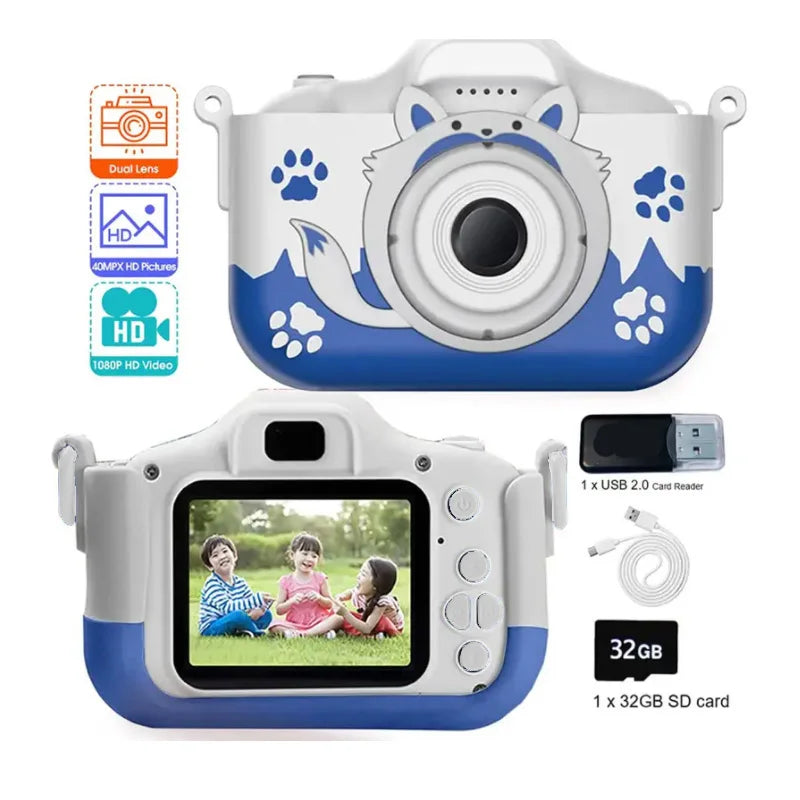 Cámara para niños súper linda, juguete educativo para niños, cámara digital de cumpleaños para bebés, cámara de video 1080P con regalo gratis para niña