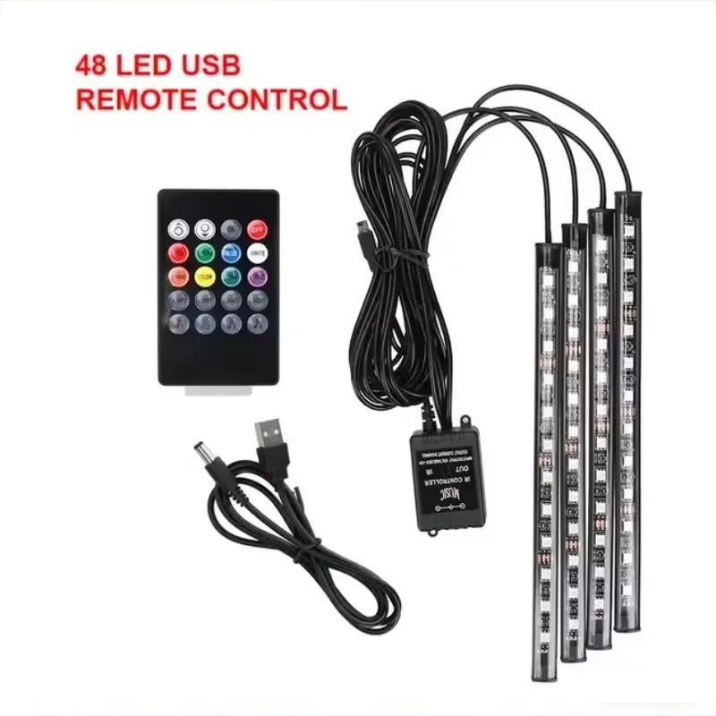 Bande lumineuse LED pour intérieur de voiture, Kit de rétro-éclairage 5V USB, lampe néon d'ambiance décorative pour voiture, accessoires de véhicule, nouveau