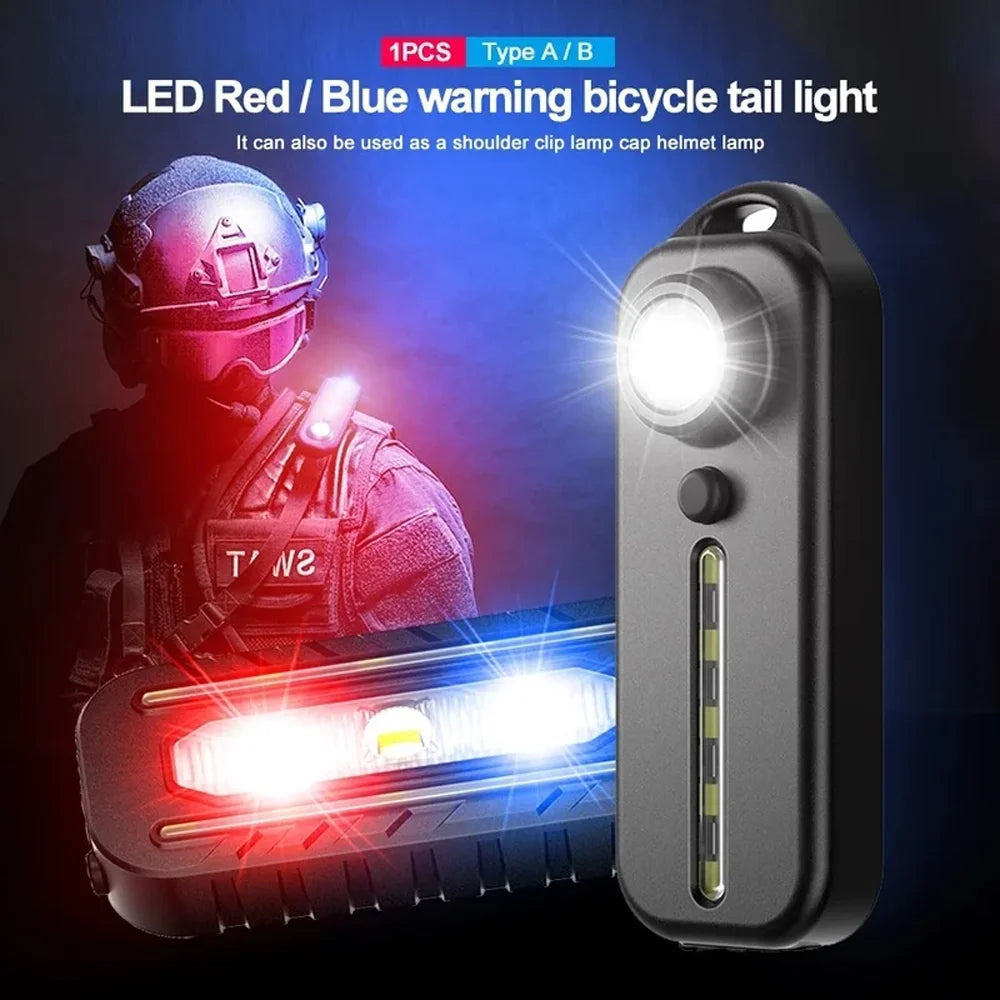 Lampe de poche LED Recharge USB, lampe de travail, porte-clés, pour Police, Clip d'épaule, lumière clignotante d'avertissement, lampe d'extérieur
