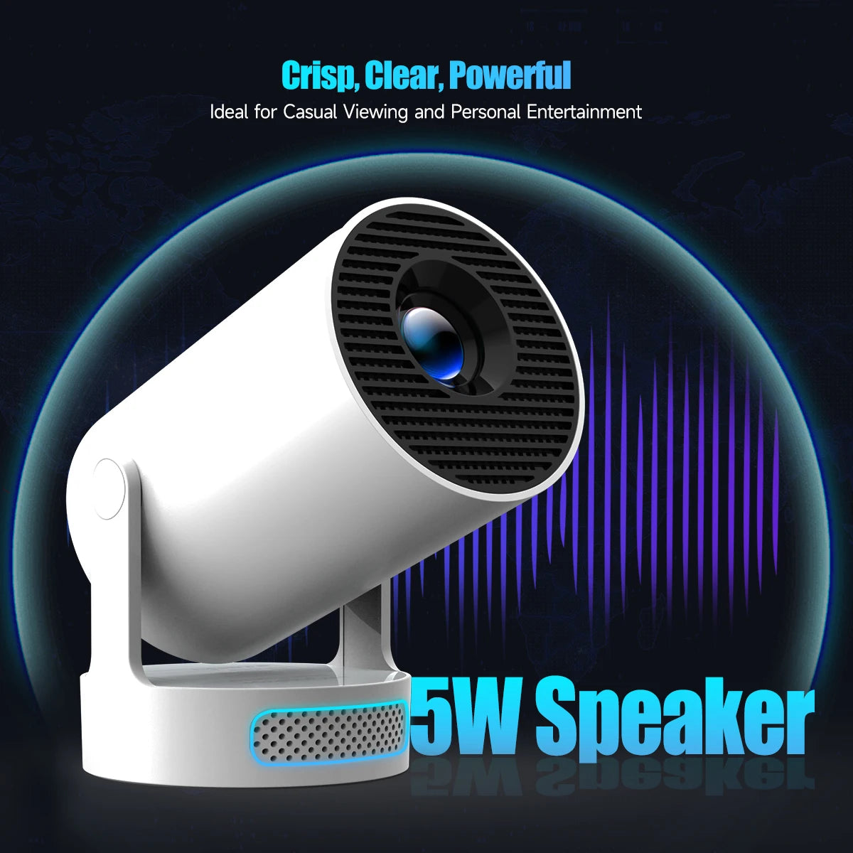 Projecteur 4K 720P Android 11 — WiFi6, BT5.4, 8000 lumens, haut-parleur 5W, cinéma maison extérieur