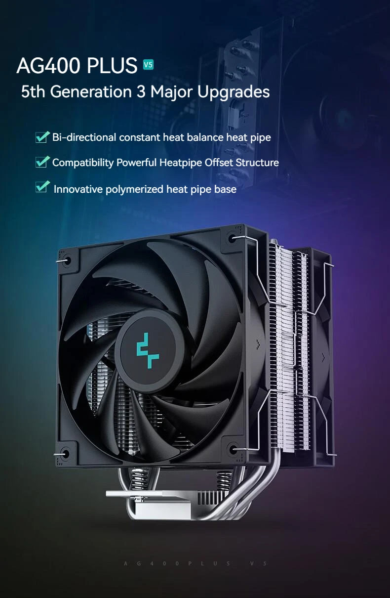 DEEPCOOL AG400 4 caloducs double ventilateur CPU radiateur de refroidissement par Air 2000 tr/min ventilateur de refroidissement de bureau pour Intel LGA1700 1200 115X AMD AM4