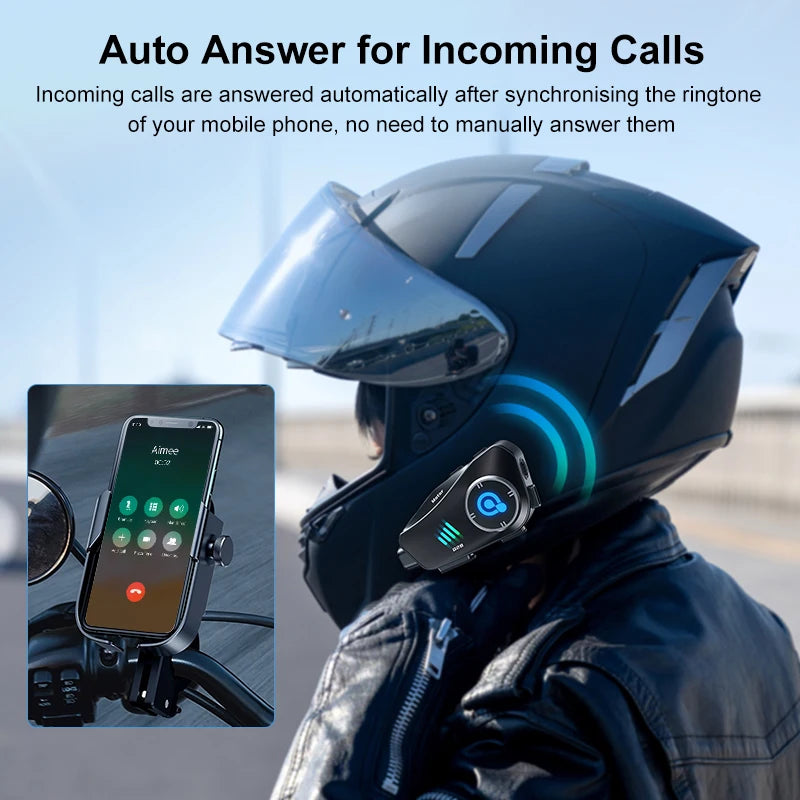 Casque de moto Bluetooth mains libres — étanche, vidéo 1080P, dashcam intégrée, carte TF