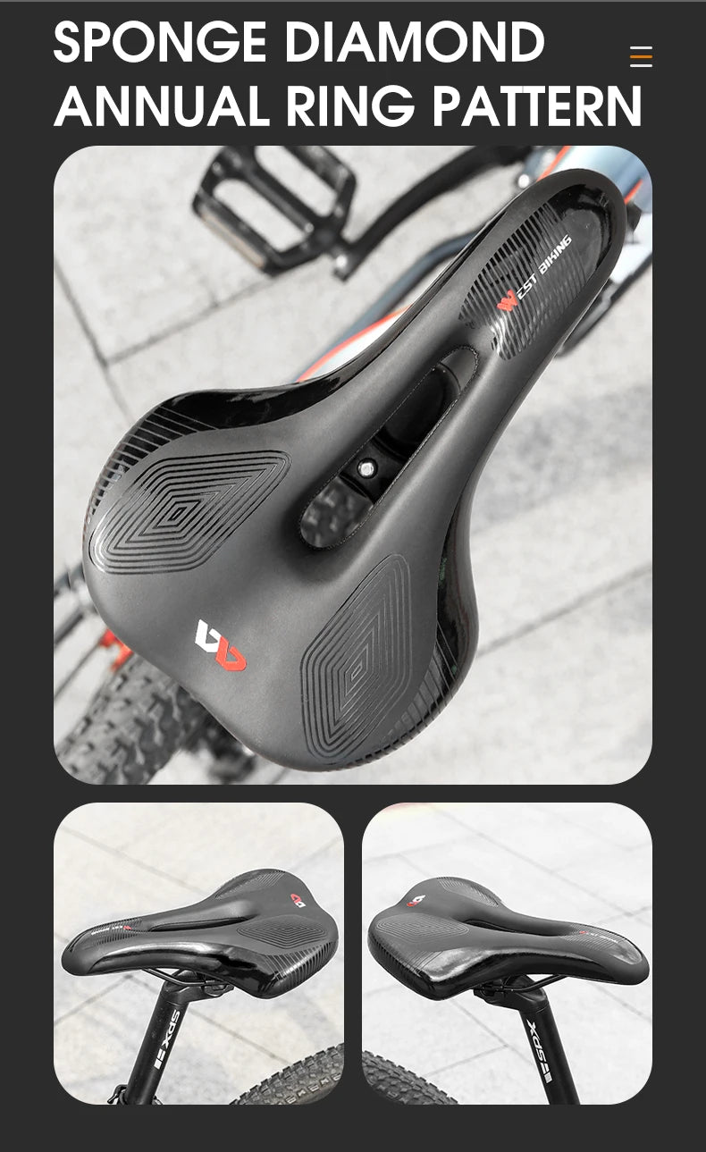 Selle vélo route et VTT en PU — respirante, souple, coussin ergonomique, course
