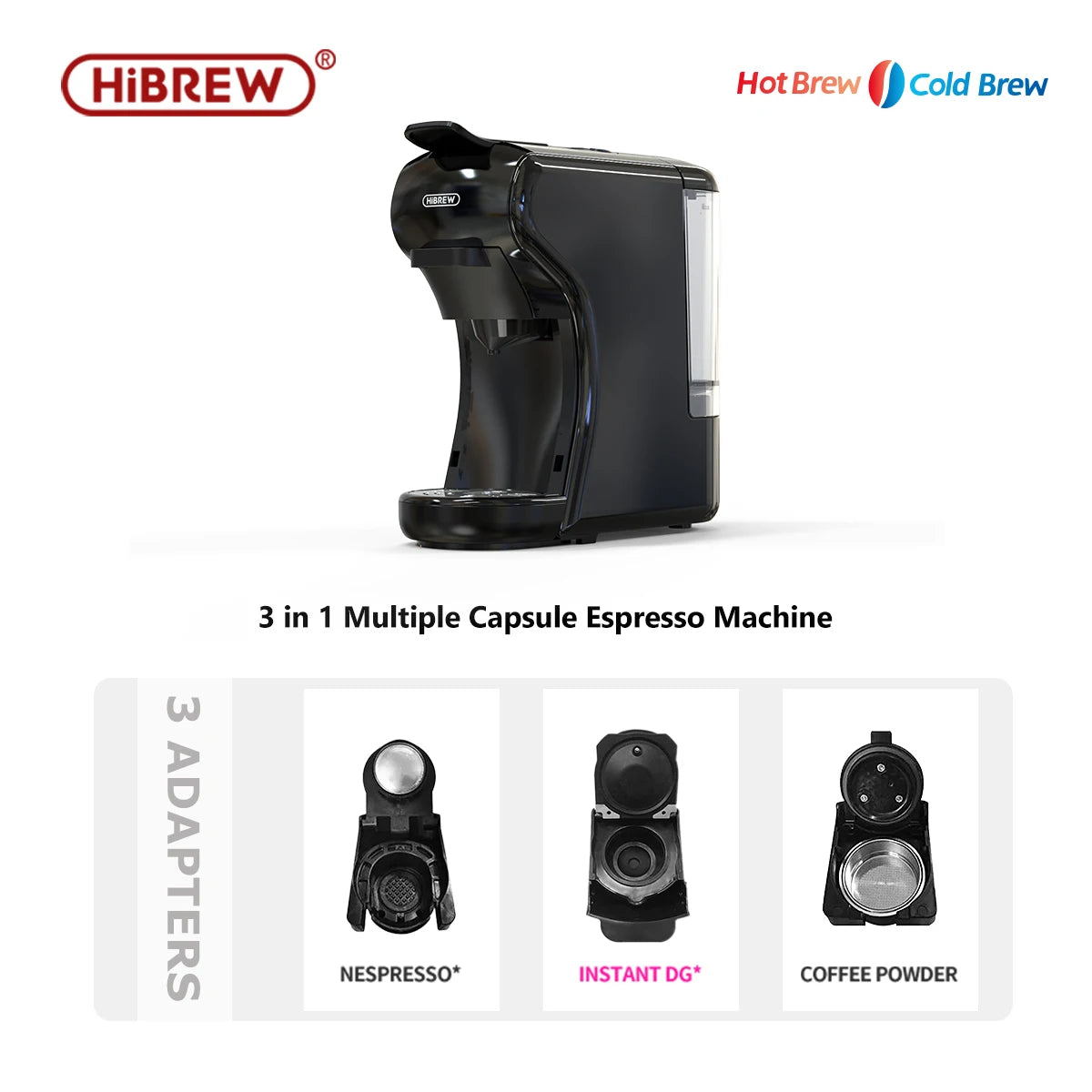 Cafetera Hiinvasive W, cafetera de cápsulas múltiples de frío y calor, cafetera de cápsulas espresso, leche Dolce, Ncomputing so, polvo Hl'autorisation, 19 bares, 4 en 1