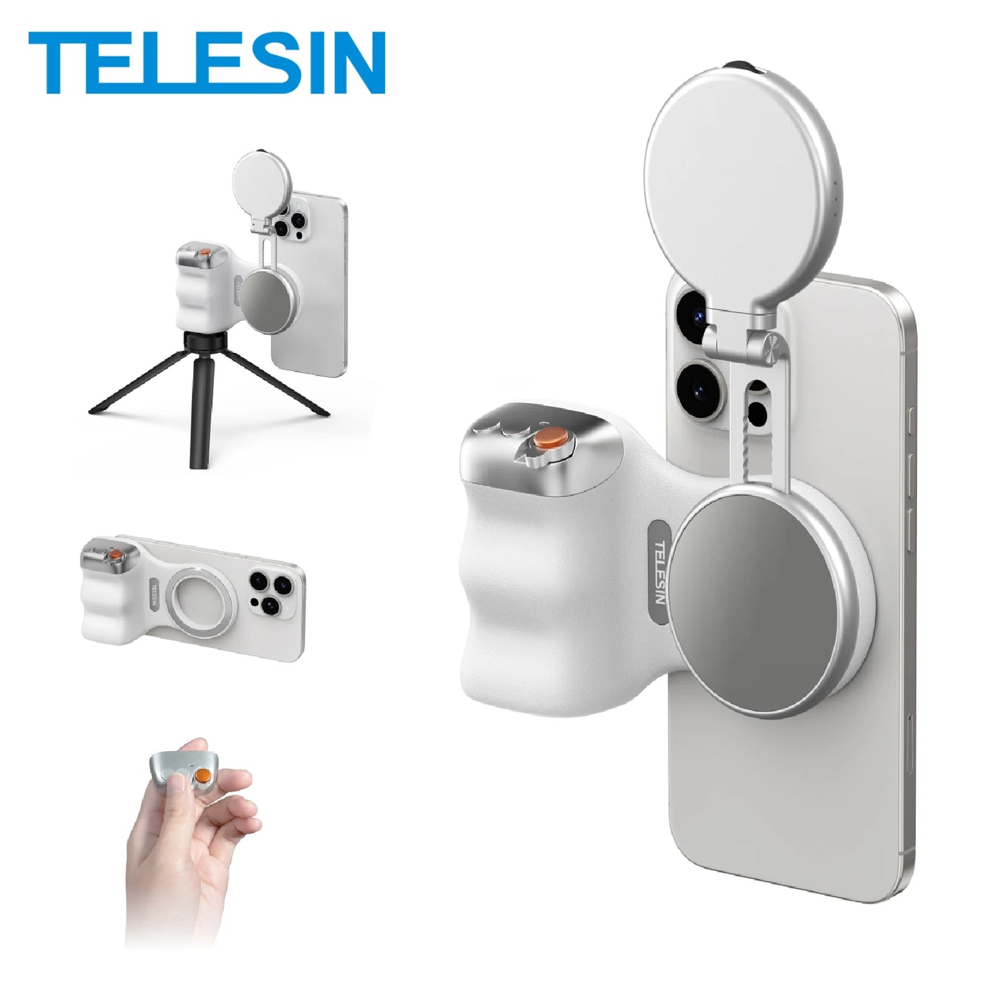 TELESIN Phone Camera Shooting Magnetic Handle Smartphone Stand Shooting Aid Remote Control Grip for iPhone Android Phone