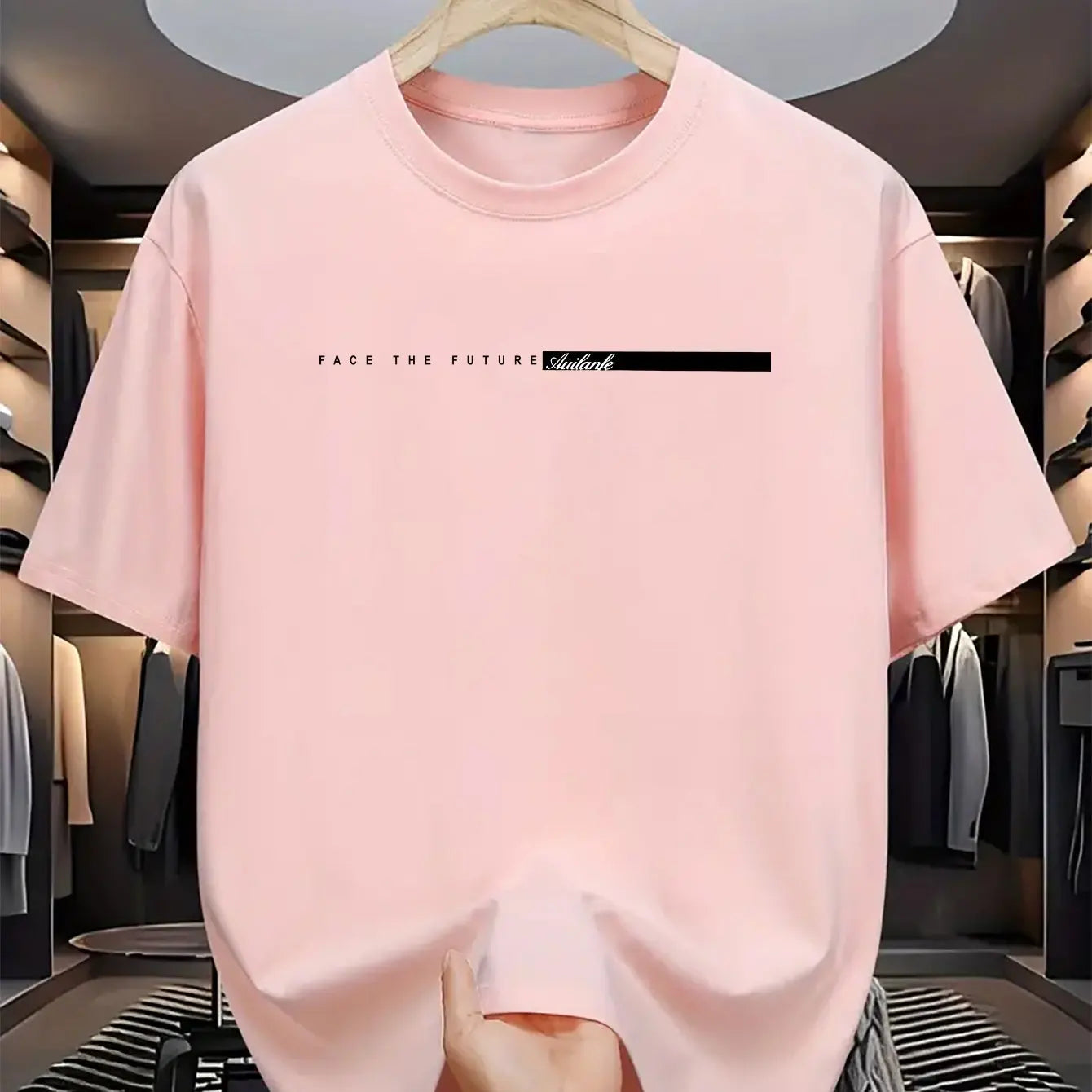 Men's Short Sleeve Round Neck T-Shirt, Casual Loose Top, Large Letter Print, High Street Style, Unisex, Summer, 100% Cotton