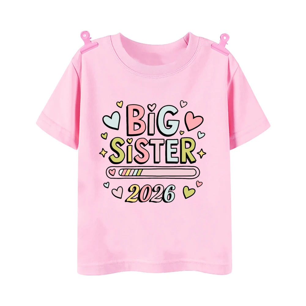 T-shirt imprimé pour enfants, tenue d'été pour enfants, chemises à manches courtes, vêtements d'annonce pour bébé, promu à Big Brother, Big Sister, 2026