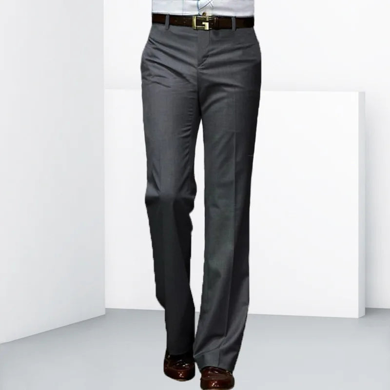 Pantalon décontracté micro-évasé taille moyenne pour homme — botte d'affaires, coupe cloche, 4 saisons, 2024
