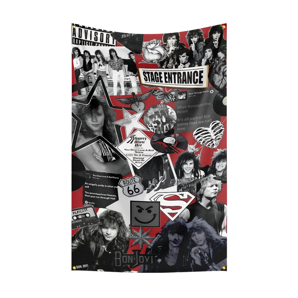Bandera impresa digitalmente en poliéster, grupo de Rock pesado b-bons-joviss, 3x5 pies, para dormitorio, arte de pared, tapiz de puerta exterior, decoración