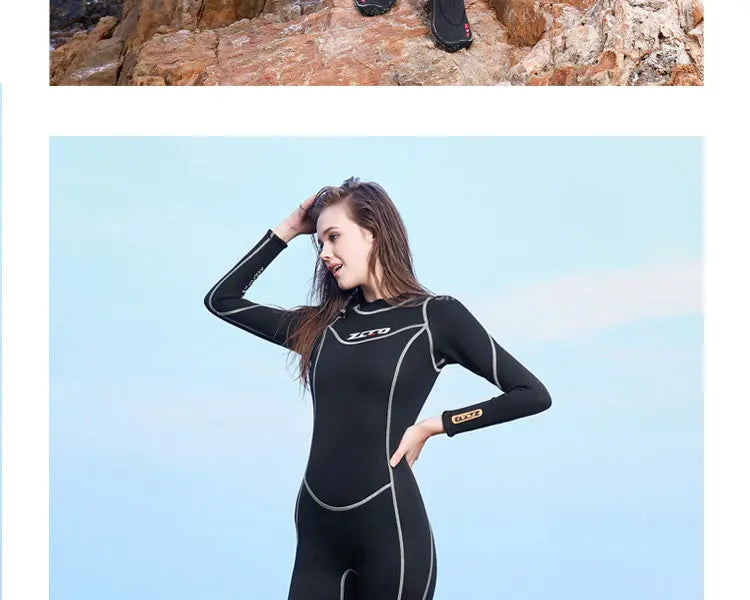 Combinaison de plongée en néoprène pour hommes, 3MM, manches longues, plongée en apnée, une pièce, Surf, pêche, maillots de bain thermiques
