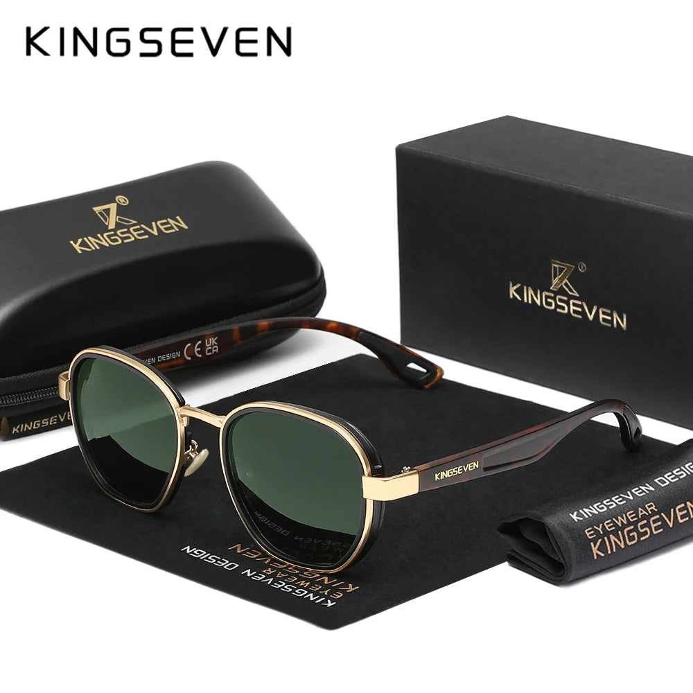 KINGSEVEN marque originale lunettes de soleil hommes polarisées UV400 luxe lunettes pour femme mâle extérieur cadre rond casual mode lunettes