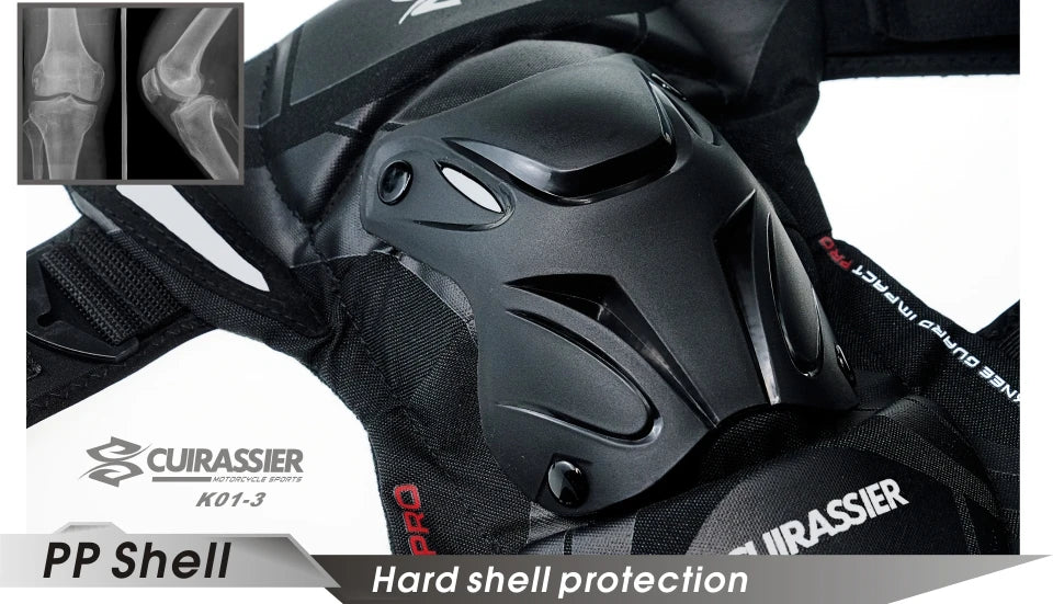 Cuirassier-Genouillères de protection pour motocross, genouillères de moto, protection MX, coussinets de course de coulée de nuit Équipement de moto avec coque renforcée et haute visibilité pour une conduite nocturne