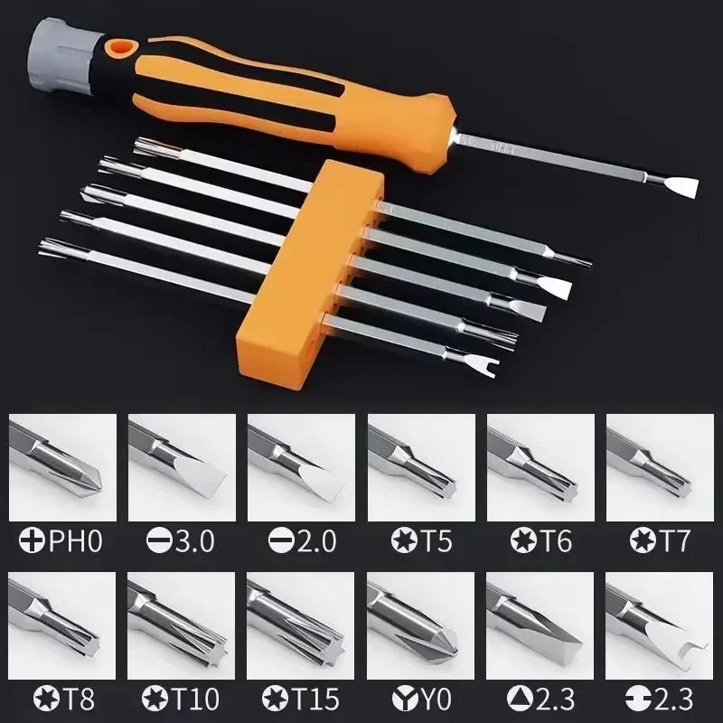 12-in-1 Screwdriver Set, Magnetic Bit, Cross Flat Head Screwdriver, Multifunctional Portable Precision Maintenance Tool for Home