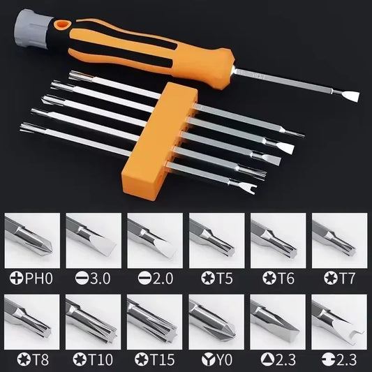 12-in-1 Screwdriver Set, Magnetic Bit, Cross Flat Head Screwdriver, Multifunctional Portable Precision Maintenance Tool for Home
