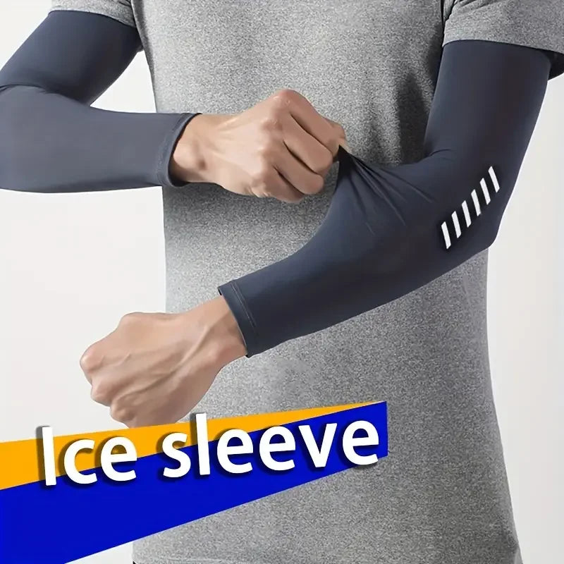 1 paire de manchons de sport légers et respirants pour hommes, tissu en soie glacée absorbant la sueur pour le cyclisme, la pêche, la course à pied et la randonnée