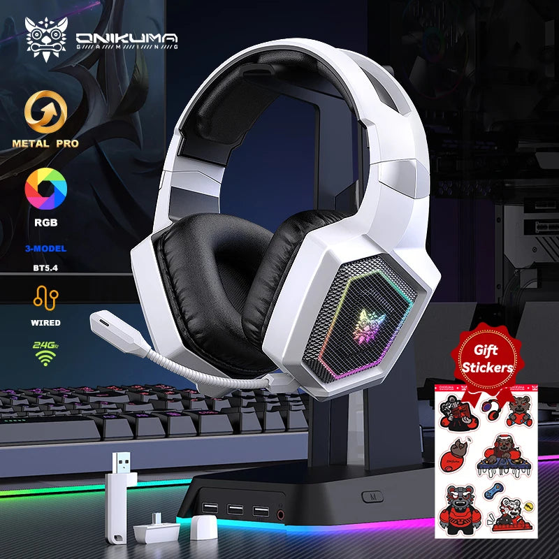 Auriculares inalámbricos para juegos ONIKUMA GT806 de 2,4 GHz, calidad de sonido HiFi para ordenador portátil con micrófono con cancelación de ruido, auriculares para juegos para PC