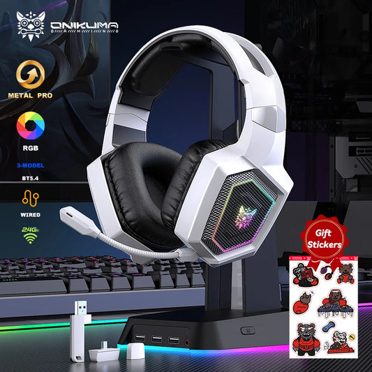 ONIKUMA GT806 2.4GHz Wireless Gaming Headset HiFi Sound Quality Laptop with Noise-Cancelling Microphone Gaming Headset for PC