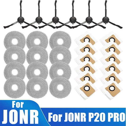 For JONR P20 PRO Robot Vacuum Cleaner Accessories, Side Brush Mop Cloth Effective Dust Bag Microfiber Cleaning Replacement Spare Parts