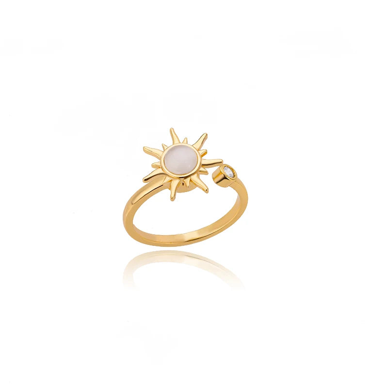 Anillo antiestrés para mujer de acero inoxidable con colgante de sol, spinner para la ansiedad, joyería de moda, regalo de cumpleaños, envío gratis