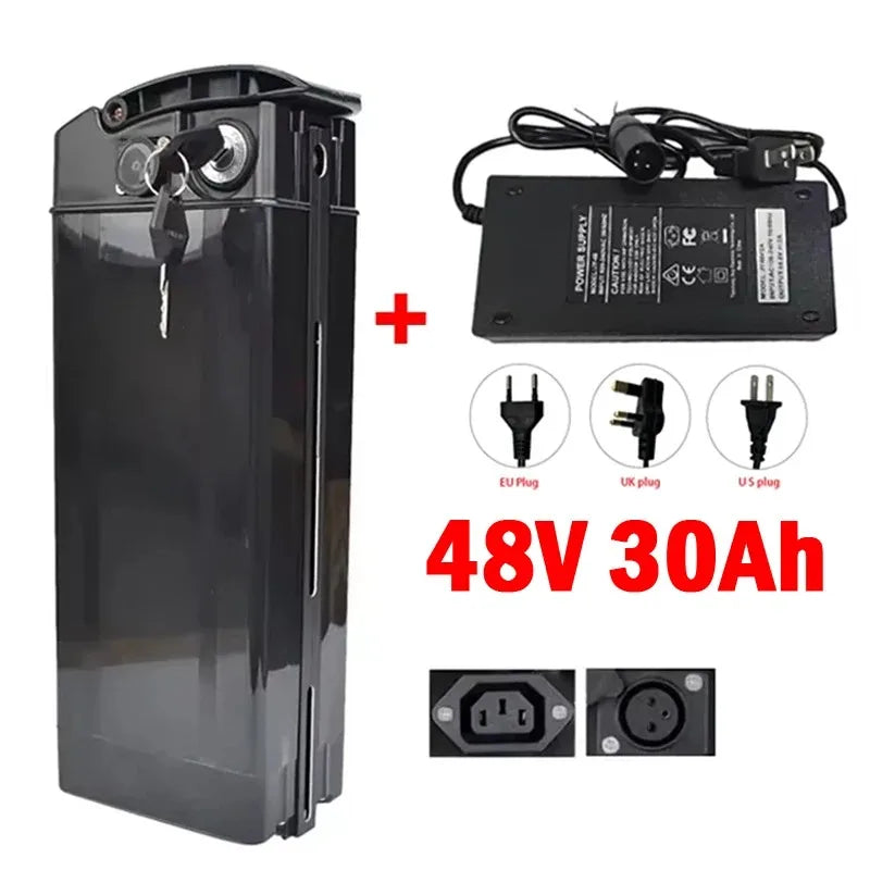 New 48V 30Ah Silverfish Battery For Electric Bike 48V 20Ah 17Ah High Capacity Batteries 18650 cells power 500-2000W
