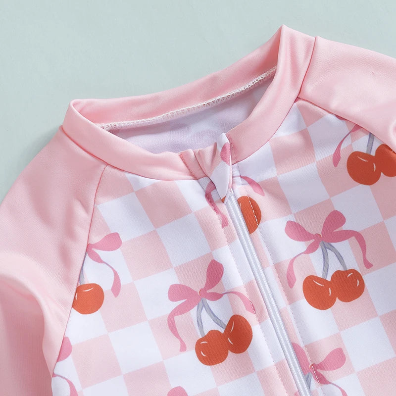 Maillot de bain une pièce imprimé cerise pour bébé fille, maillot de bain pour bébé, tissu doux et confortable, costume de piscine pour bébé, Design cerise mignon