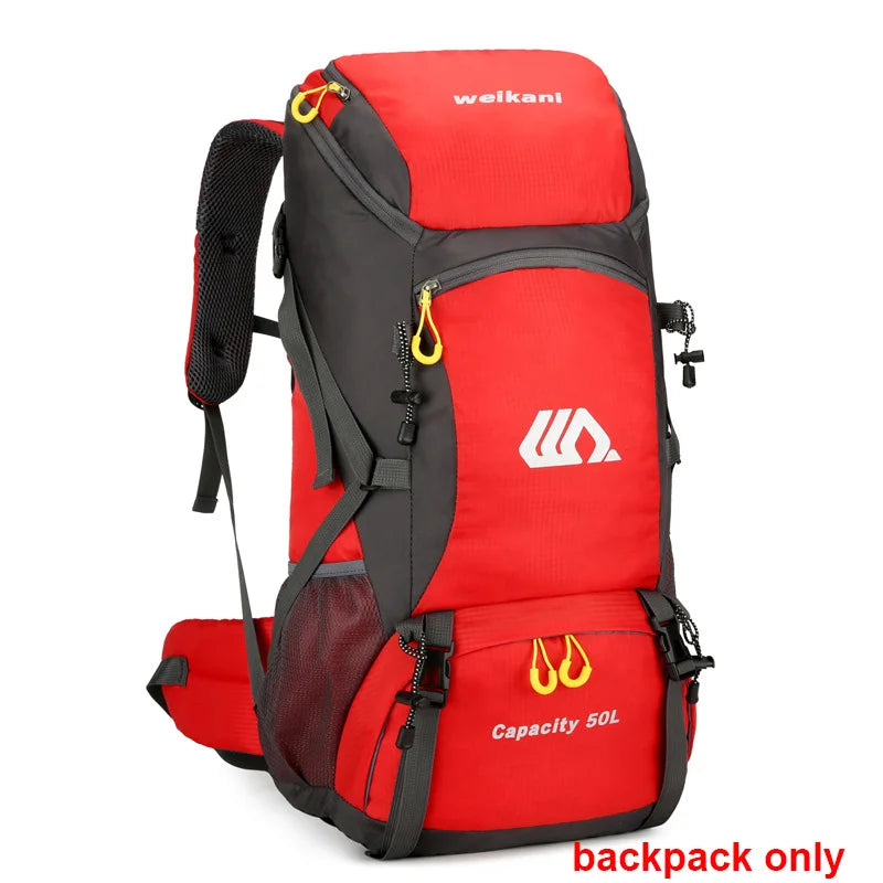 Sac à dos d'escalade en nylon pour homme, sac à dos de camping, sac à dos de randonnée, sports de plein air, canadisme, trekking initié, sac à dos de voyage, 50l