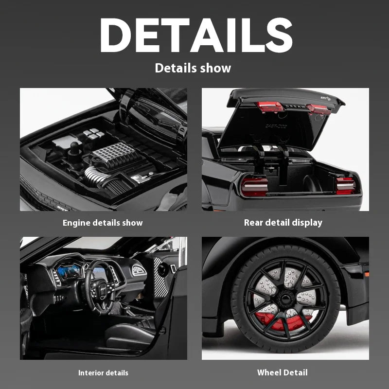Modèle de muscle car américain 1:24 en alliage — son et lumière, cadeau d'anniversaire enfant