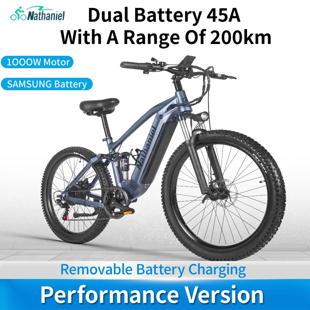 VTT Électrique 1000W 27,5 Pouces 45Ah — 7 Vitesses 45 km/h Adulte Plein Air