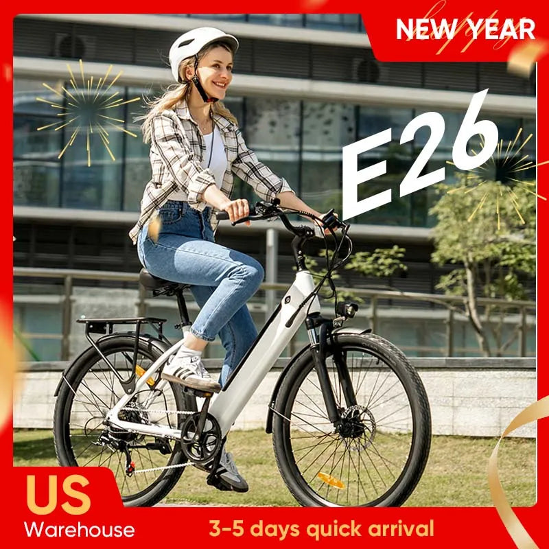 Vélo Électrique 750W 48V 10,4Ah 26 Pouces — Batterie Amovible 20 MPH 7 Vitesses