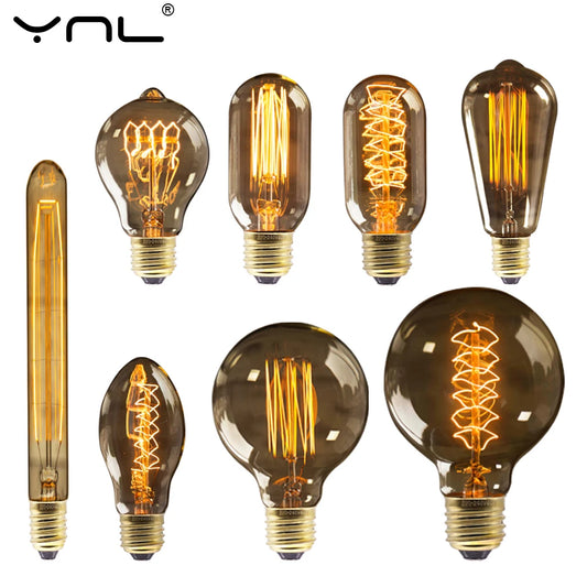 Bombilla Retro Edison, 220V, 40W, ST64, G80, G95, G125, Vintage, In347, Lámpara de Filamento, Decoración del Hogar