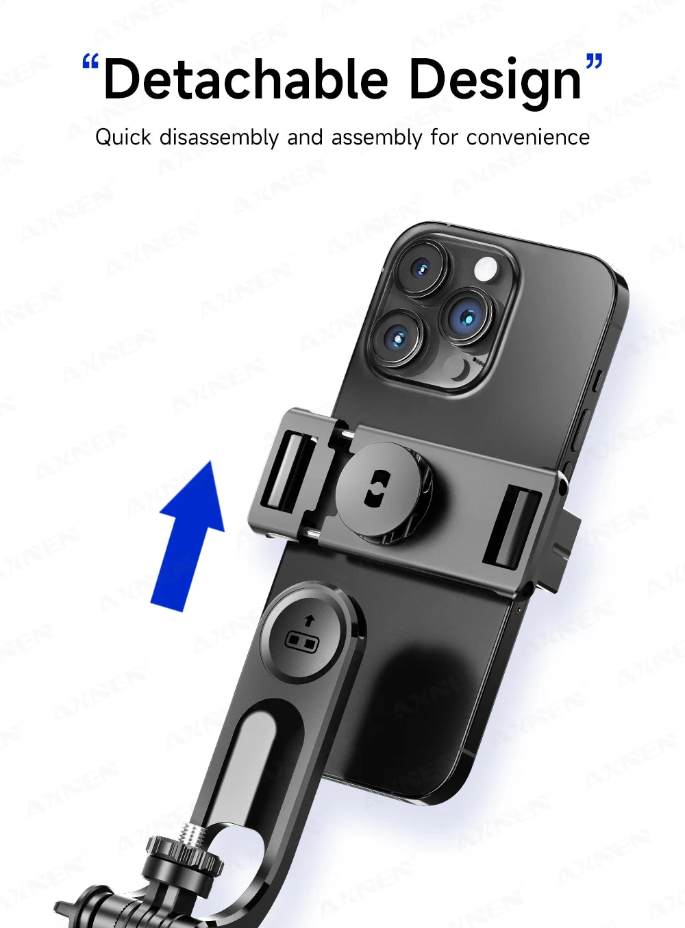 Perche à selfie trépied 1708mm avec télécommande Bluetooth — rotation 360°, interface 1/4", lumière optionnelle
