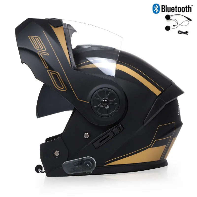 Casque Moto Bluetooth Intégral Homme — Motocross Rabattable Certifié DOT