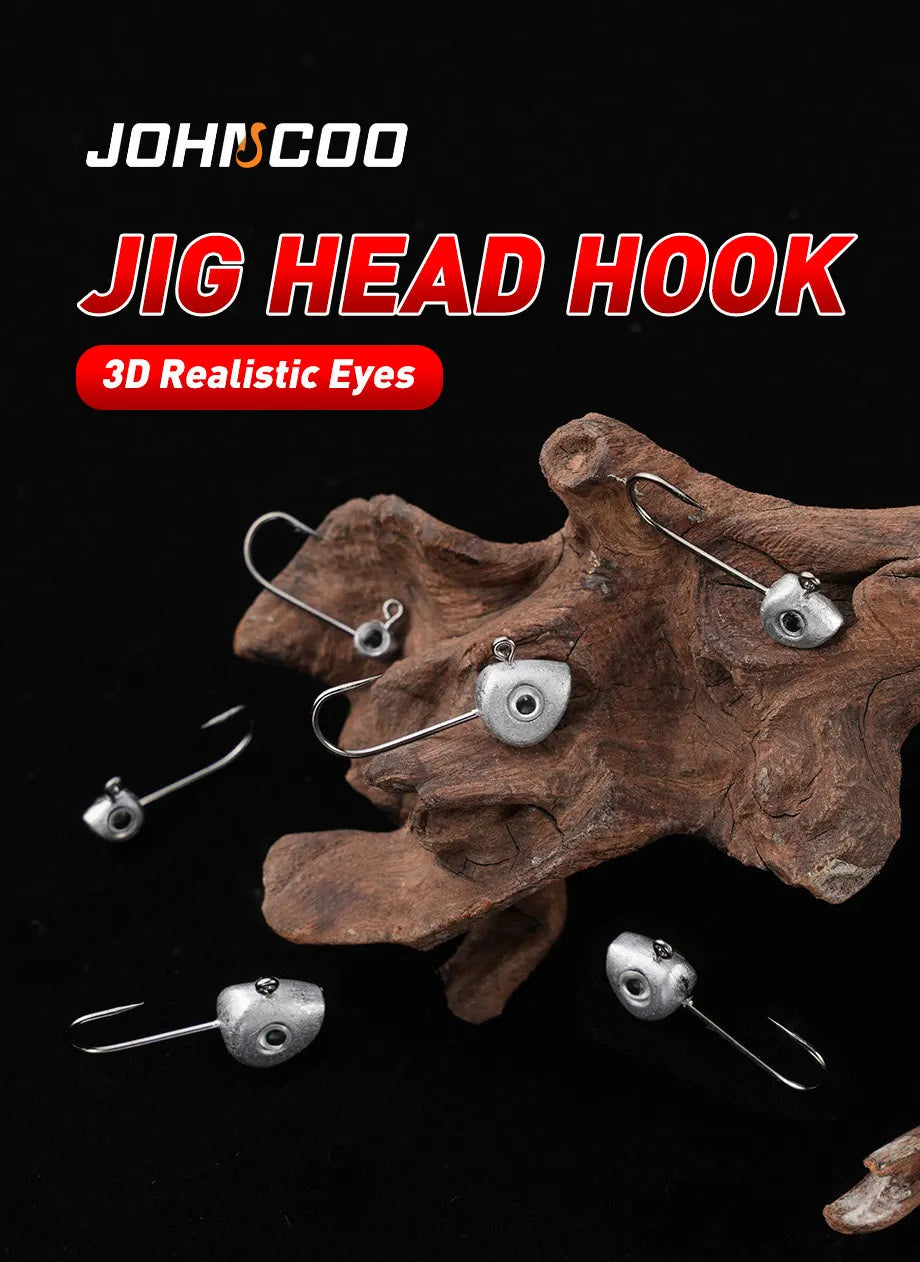 Mini crochet à tête de gabarit avec yeux 3D, leurre souple, ver de pêche, bar, crappie, 0.5g, 1g, 2g, 3g, 4g, 5g, 10 pièces