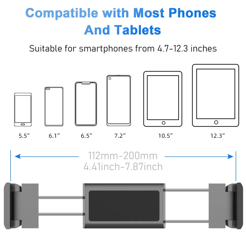 Support Tablette Téléphone Appui-Tête Voiture — Télescopique Réglable 4.7-12.3 Pouces
