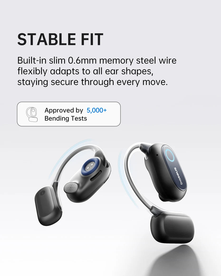 Écouteurs Sans Fil Sport Oreille Ouverte Bluetooth 5.4 — Crochets, Grandes Basses, 60h