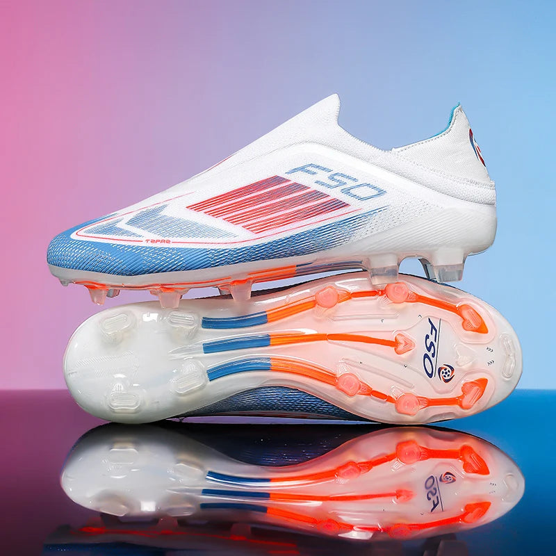 Chaussures de Football FG Homme Cuir Verni Montantes Imperméables — Crampons Longs, Professionnel EU 32–48