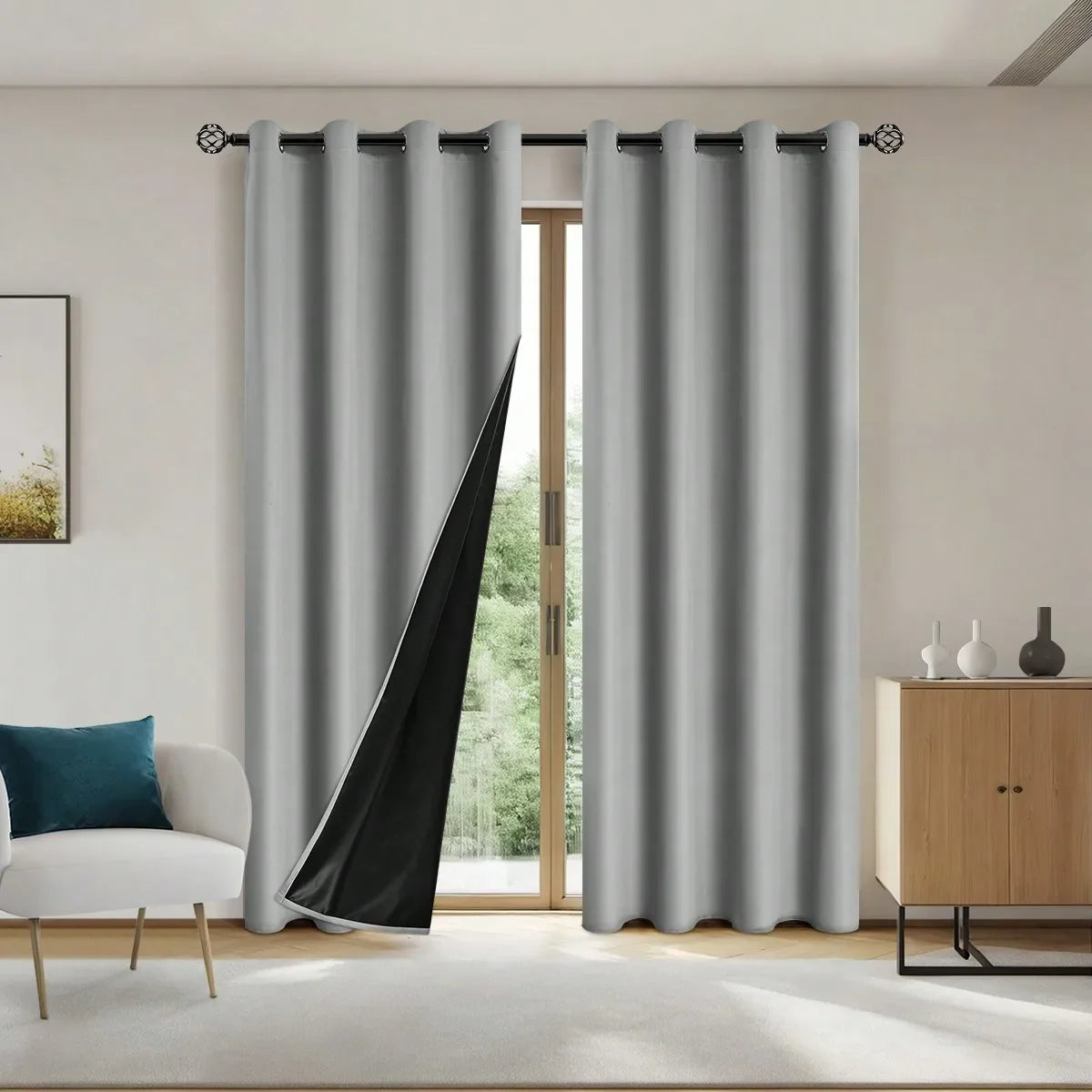 Rideaux occultants 100% solides avec œillets, rideaux de confidentialité totale pour chambre à coucher, beaux rideaux pour salon, 1 pièce