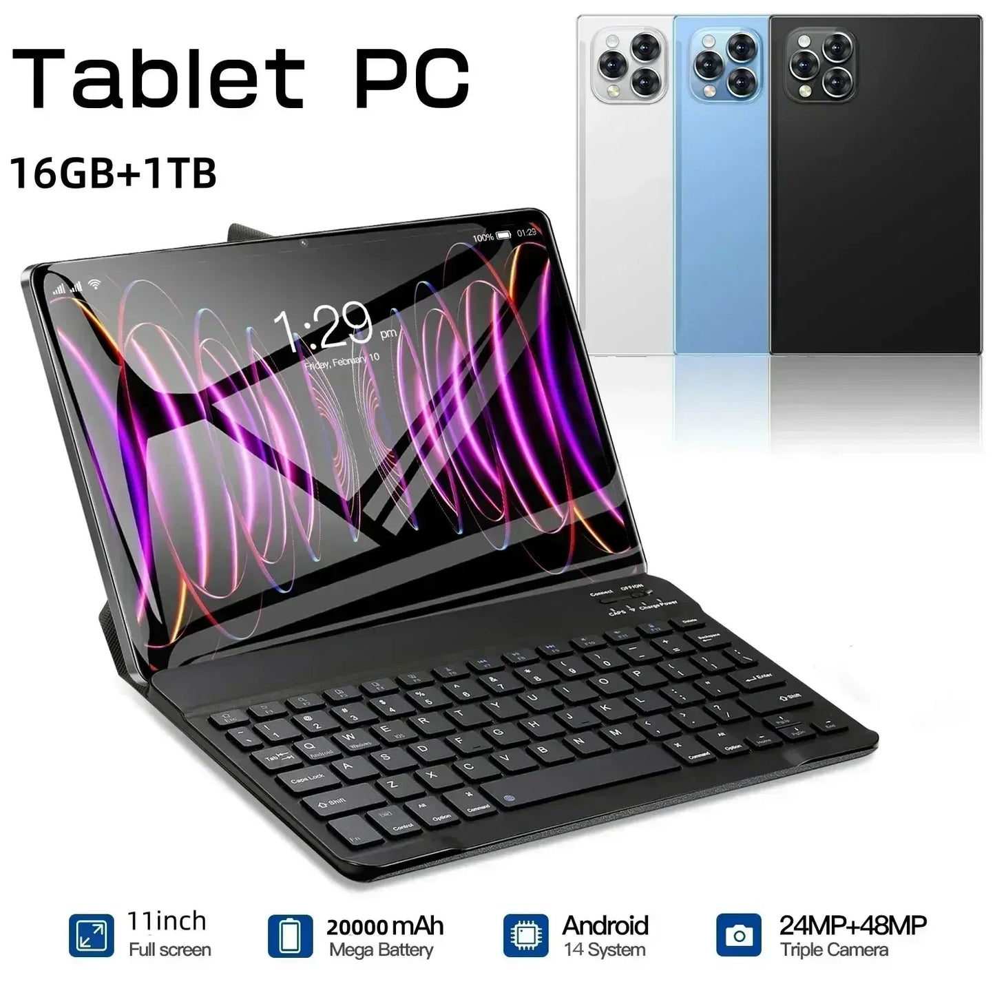 Tablette PC Android 16 2026 — 24 Go RAM, 2 To ROM, 5G, double SIM, écran HD plein écran, mini PC (v2)