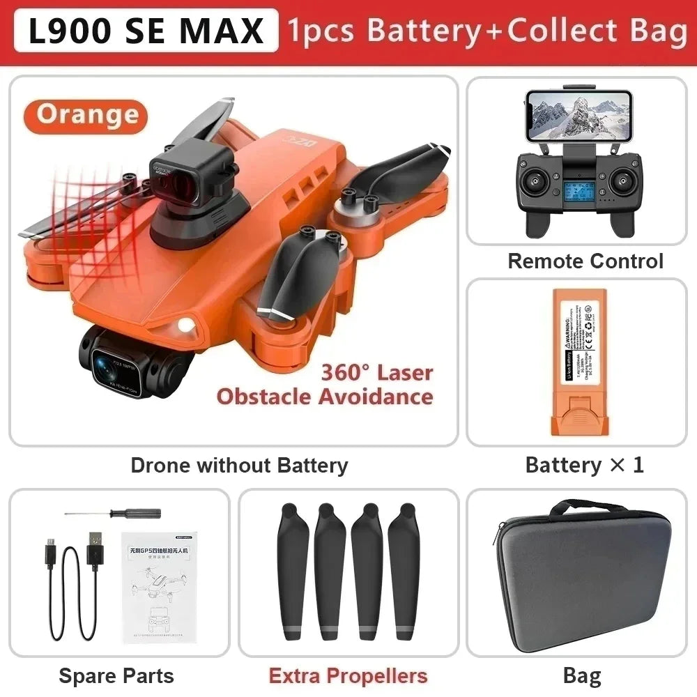 Drone GPS L900 Pro SE MAX 4K, doble cámara HD profesional 5G WIFI 360° Motor sin escobillas para evitar obstáculos Rc FPV Quadcopter Dron