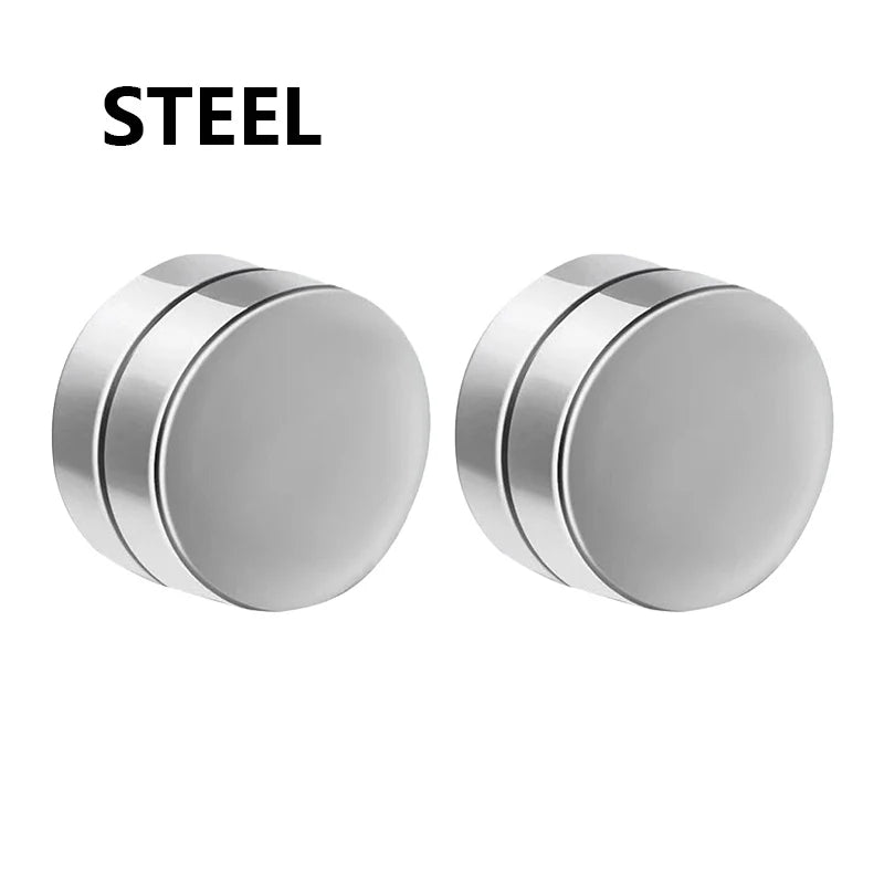 Boucles d'Oreilles à réinitialisation Magnétique en Clip pour Homme et Femme, Punk, Rond, Aimant, Bijoux Non Piercing, 1/3 Paires