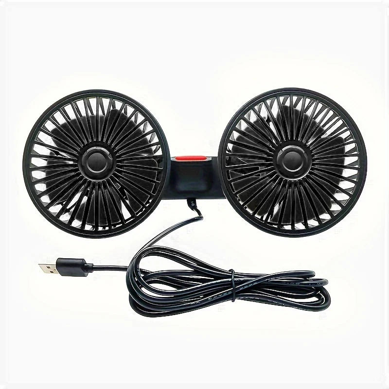 Ventilateur de voiture 360 °   Ventilateur de refroidissement arrière de siège de voiture à 3 vitesses, Charge USB, double tête, refroidisseur de cou à Rotation réglable pour accessoires de voiture et de maison