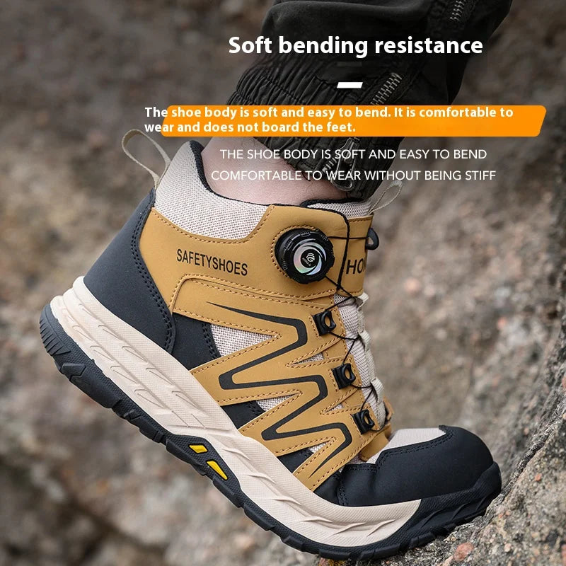Nuevas botas de seguridad para hombre, zapatos de trabajo indestructibles, zapatillas con punta de acero, botas de protección anti-aplastamiento y anti-perforación, botas de trabajo tácticas