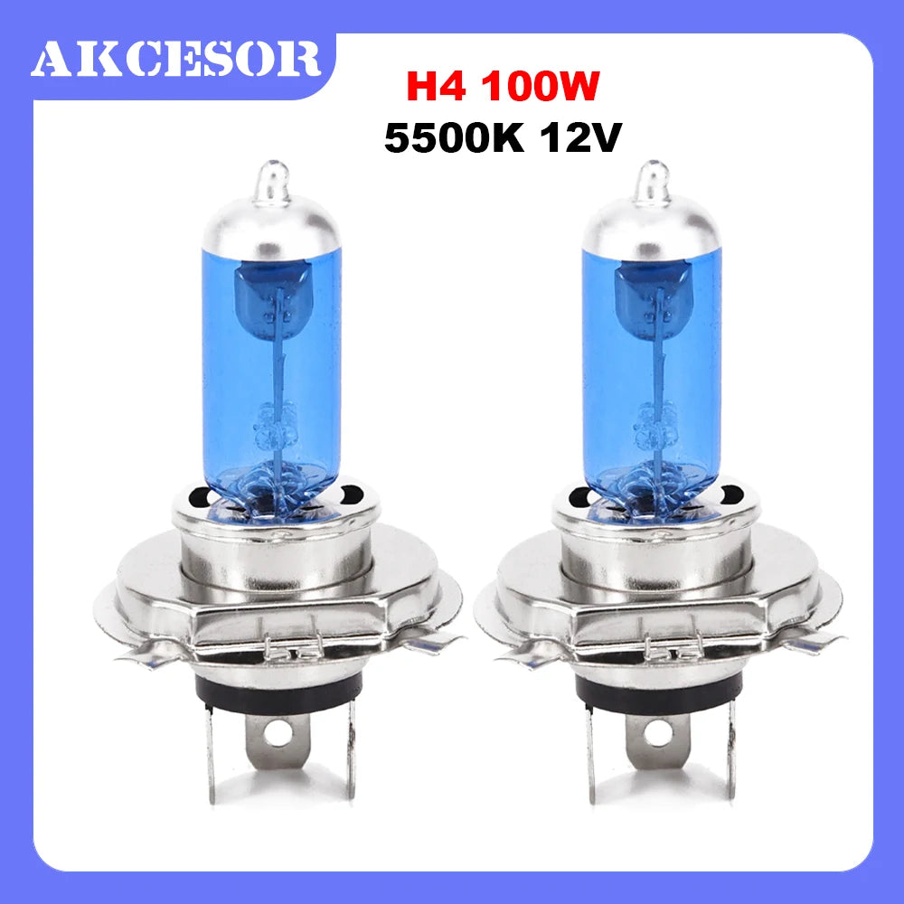 Ampoules Halogènes Voiture H4 100W 5500K 12V — Faisceau Hi/Lo 2 Pièces