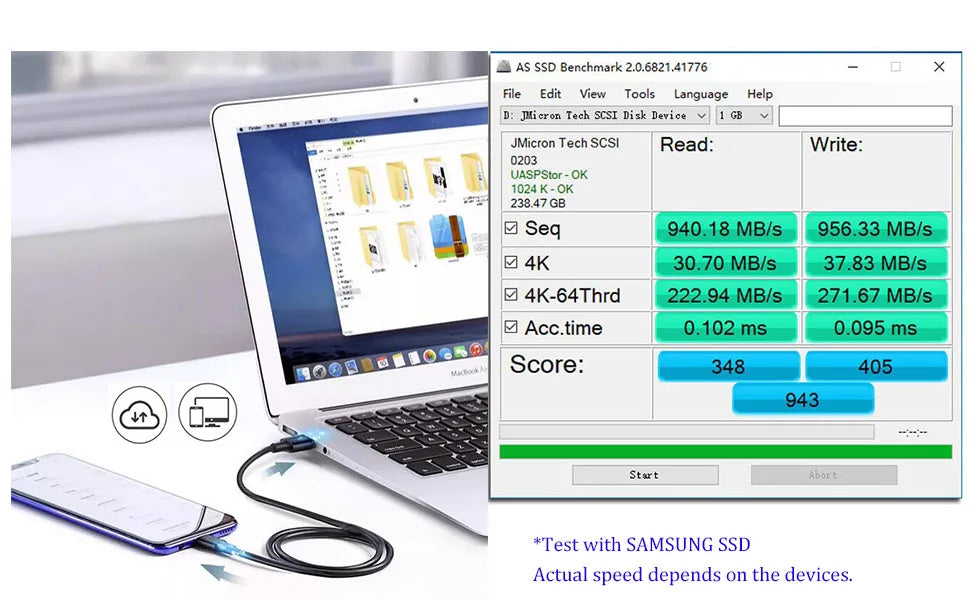Câble USB 3.2 Type-C vers USB-A 10 Gbps 60W — Charge rapide & Transfert de données
