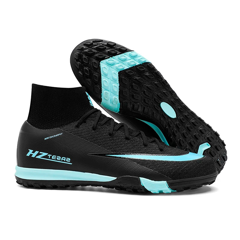 wrfskm Chaussures de Football FG Homme Cuir Verni Montantes Imperméables — Professionnel, Terrain Dur EU 31–48