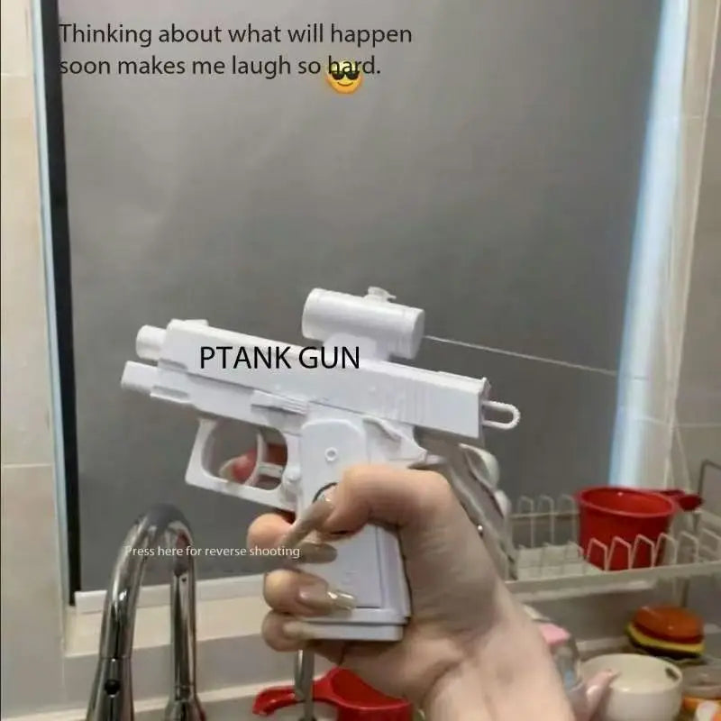 Pistolet à eau inverse Double face drôle-jouet de farces d'été, Mini pulvérisateur d'eau tactique pour enfants et adultes, combat aquatique de piscine et de plage