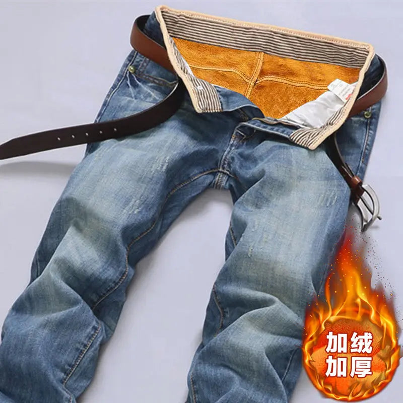 Otoño invierno Vintage Casual Loose Jeans Hombre Tendencia Moda Agujero Todo-fósforo Pantalones de mezclilla rectos Pantalones masculinos Ropa de hombre