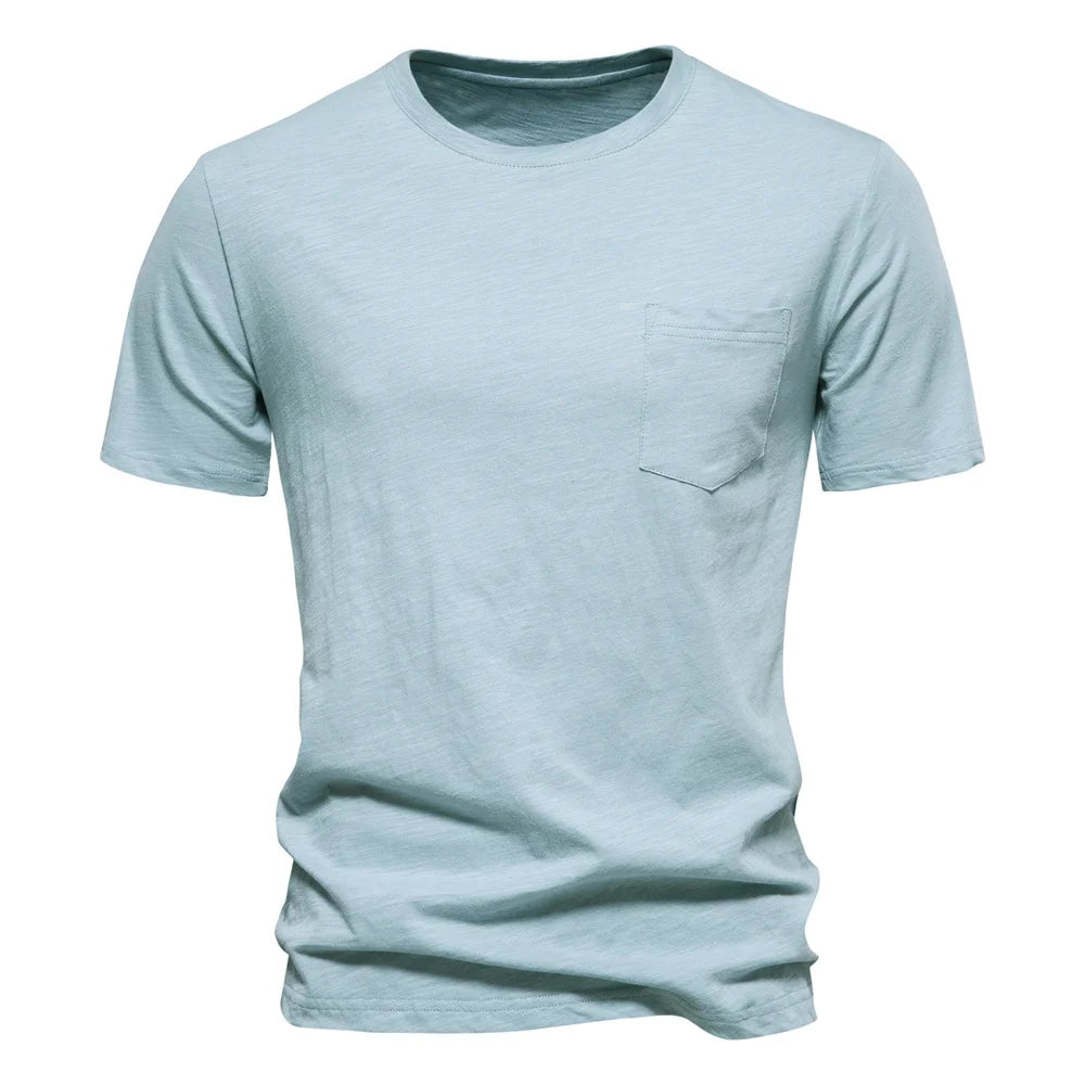 100% coton hommes T-shirt décontracté doux Fitness été mince T-shirts hommes vêtements de maison col rond à manches courtes solide T-shirt pour hommes