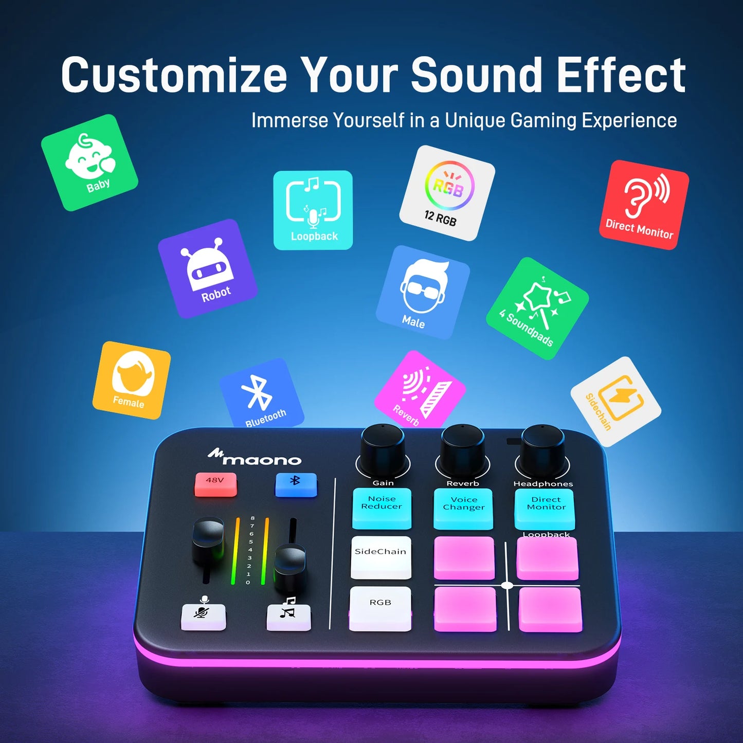 Interface Audio Gaming XLR — Effets Sonores & LED RGB Podcast & Streaming
